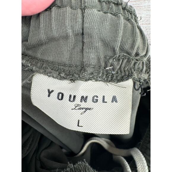 YOUNGLA Jogger Sweatpants Mens Large Green Drawstring 3 Pockets - Picture 6 of 9